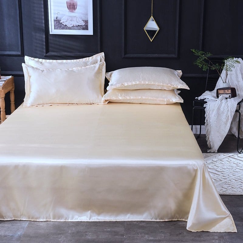 Beige chiaro type satin - Drap Fodera / Copripiumino / 2 taies d'oreiller