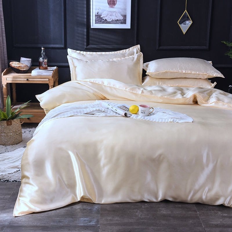 Beige chiaro type satin - Drap Fodera / Copripiumino / 2 taies d'oreiller