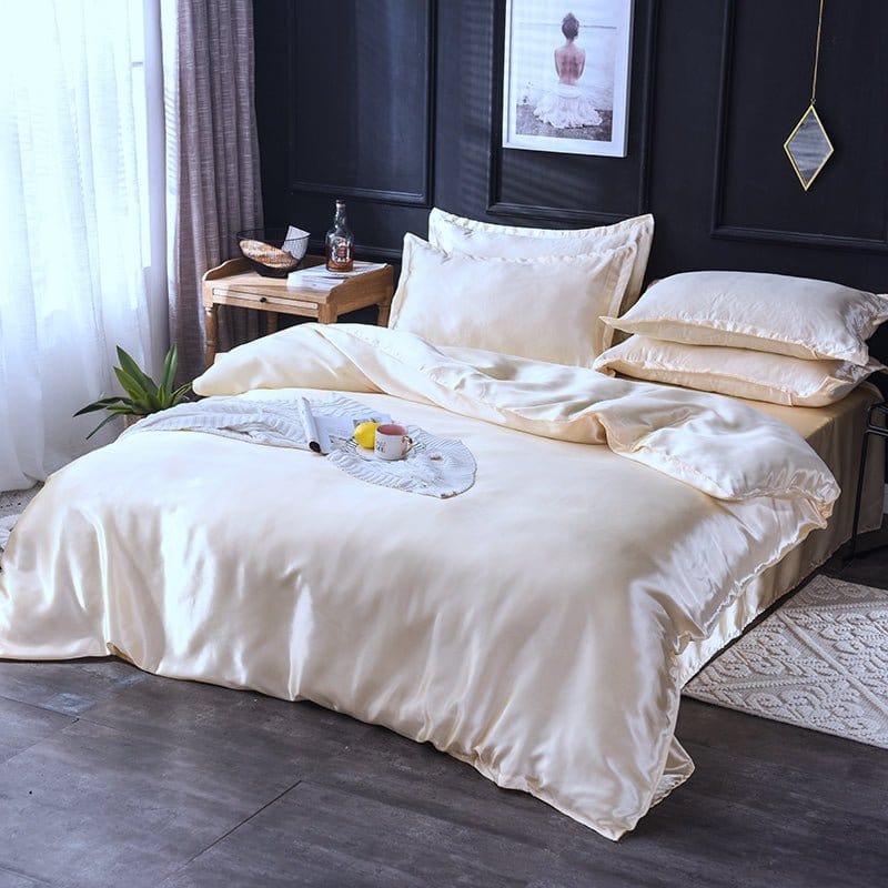 Beige chiaro type satin - Drap Fodera / Copripiumino / 2 taies d'oreiller