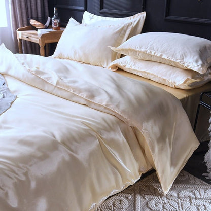Beige chiaro type satin - Drap Fodera / Copripiumino / 2 taies d'oreiller