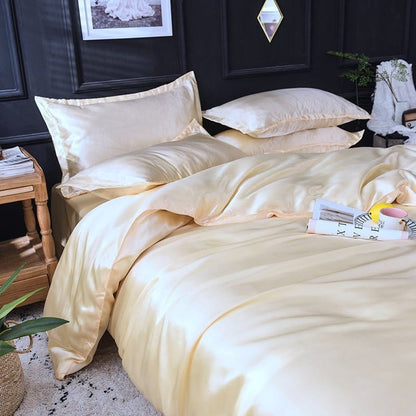 Beige chiaro type satin - Drap Fodera / Copripiumino / 2 taies d'oreiller