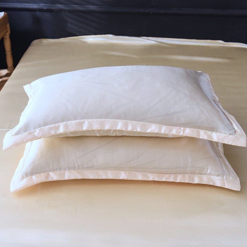 Beige chiaro type satin - Drap Fodera / Copripiumino / 2 taies d'oreiller