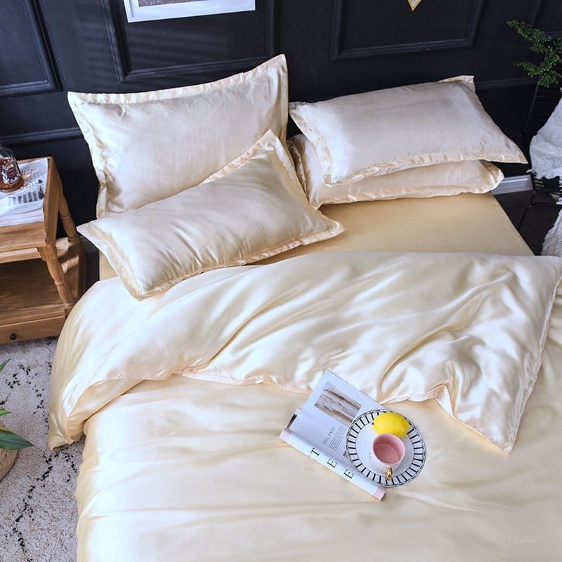 Beige chiaro type satin - Drap Fodera / Copripiumino / 2 taies d'oreiller