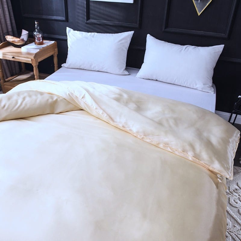 Beige chiaro type satin - Drap Fodera / Copripiumino / 2 taies d'oreiller