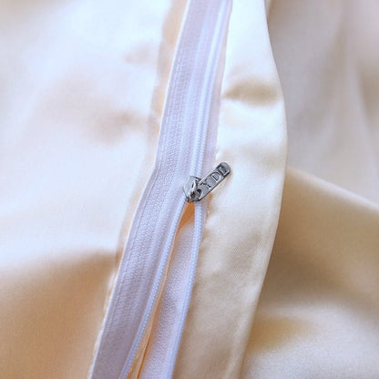 Beige chiaro type satin - Drap Fodera / Copripiumino / 2 taies d'oreiller