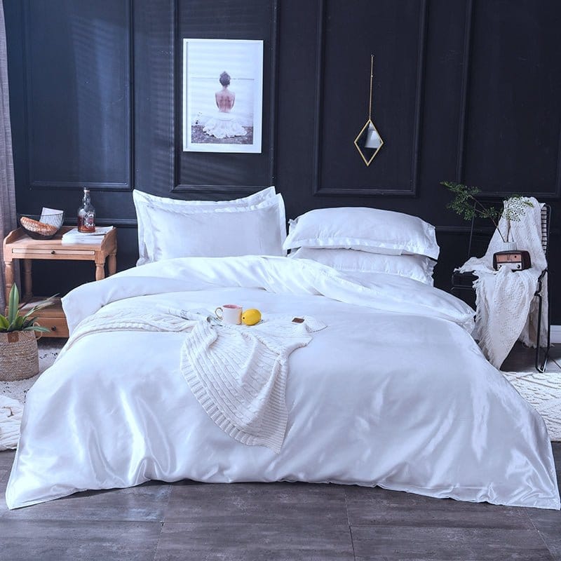Bianco type satin - Drap Fodera / Copripiumino / 2 taies d'oreiller