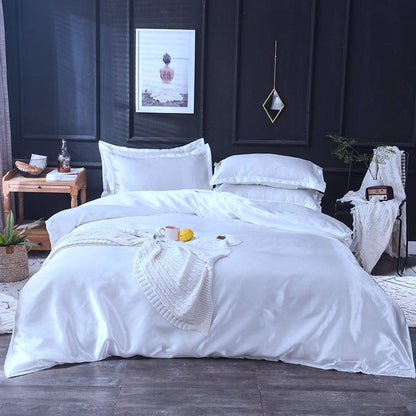 Bianco type satin - Drap Fodera / Copripiumino / 2 taies d'oreiller