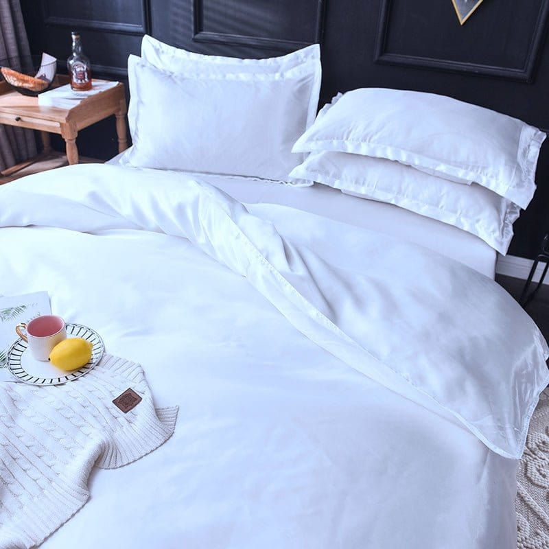 Bianco type satin - Drap Fodera / Copripiumino / 2 taies d'oreiller