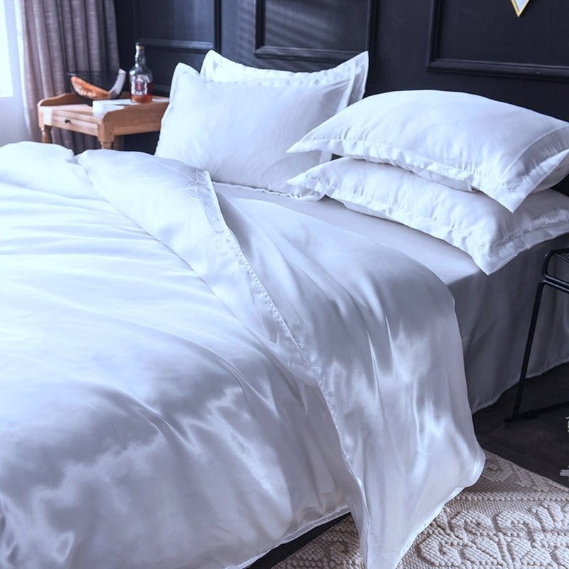 Bianco type satin - Drap Fodera / Copripiumino / 2 taies d'oreiller