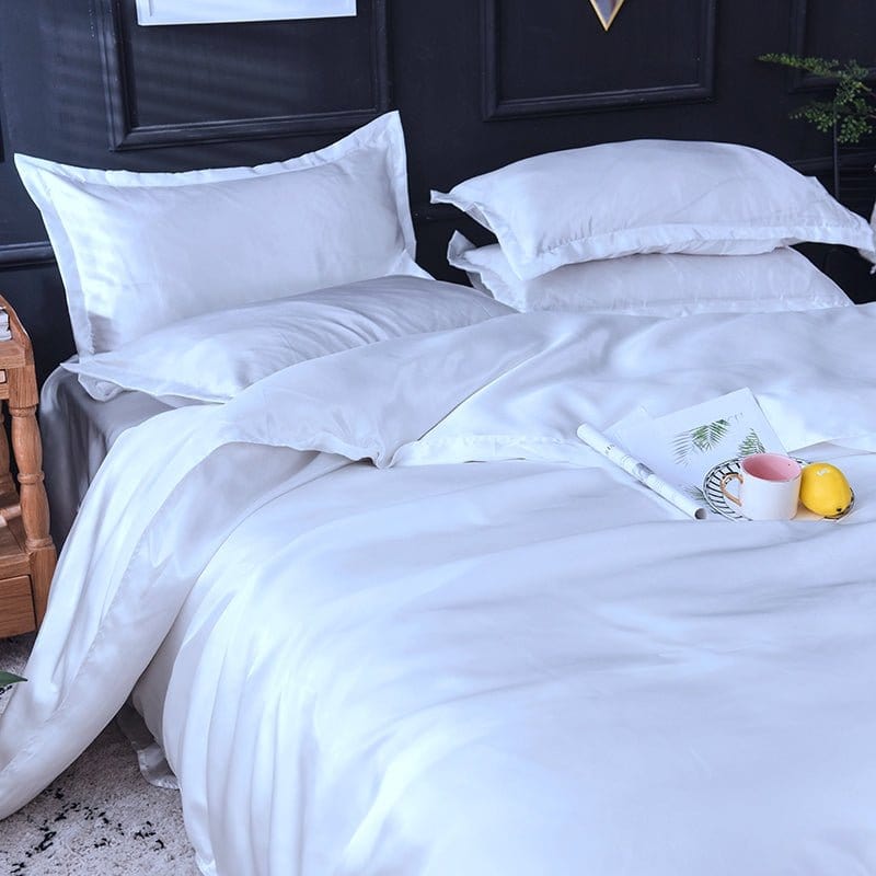 Bianco type satin - Drap Fodera / Copripiumino / 2 taies d'oreiller