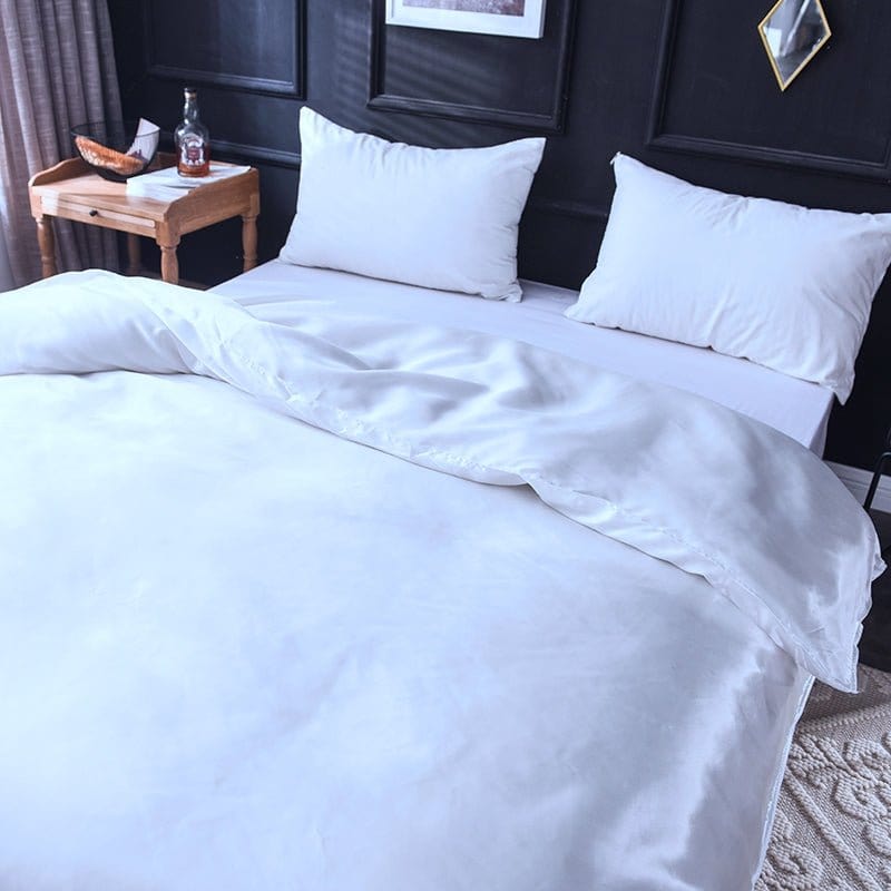 Bianco type satin - Drap Fodera / Copripiumino / 2 taies d'oreiller