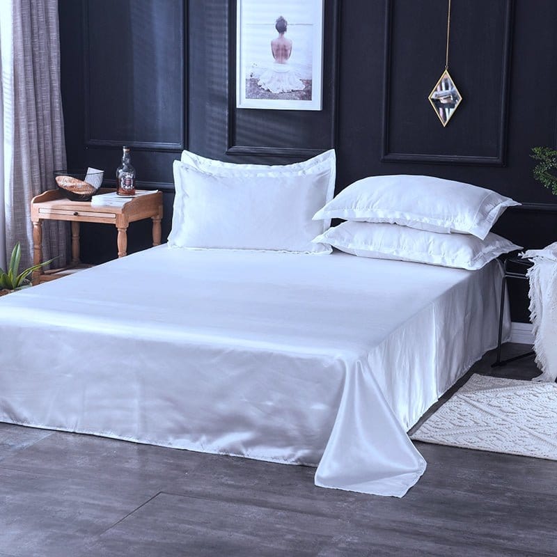Bianco type satin - Drap Fodera / Copripiumino / 2 taies d'oreiller