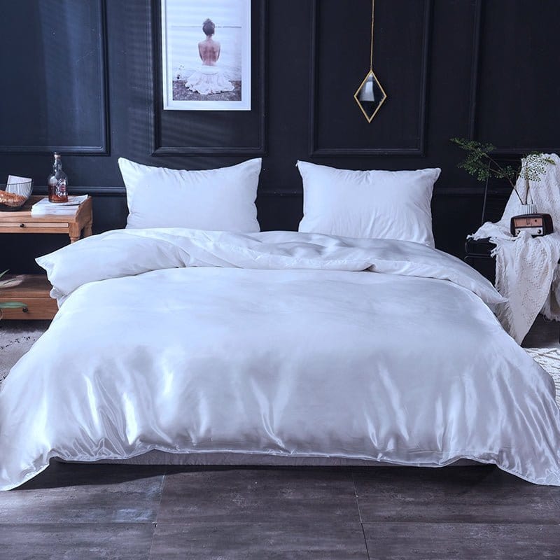 Bianco type satin - Drap Fodera / Copripiumino / 2 taies d'oreiller