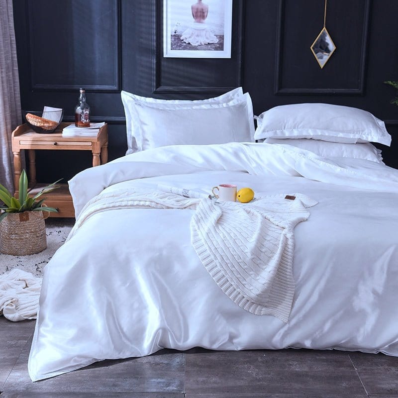 Bianco type satin - Drap Fodera / Copripiumino / 2 taies d'oreiller