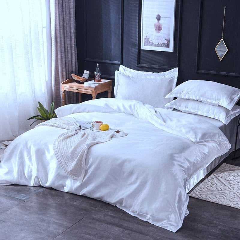 Bianco type satin - Drap Fodera / Copripiumino / 2 taies d'oreiller