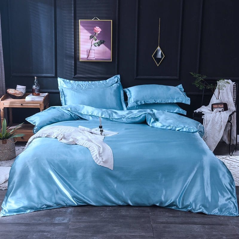 Azzurro cielo type satin - Drap Fodera / Copripiumino / 2 taies d'oreiller