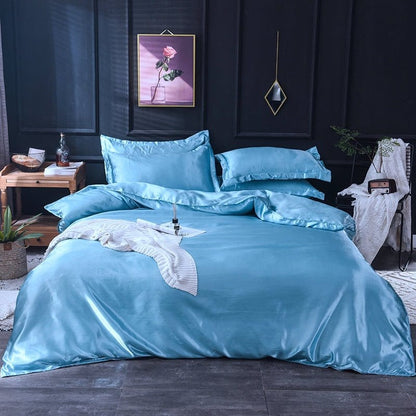 Azzurro cielo type satin - Drap Fodera / Copripiumino / 2 taies d'oreiller