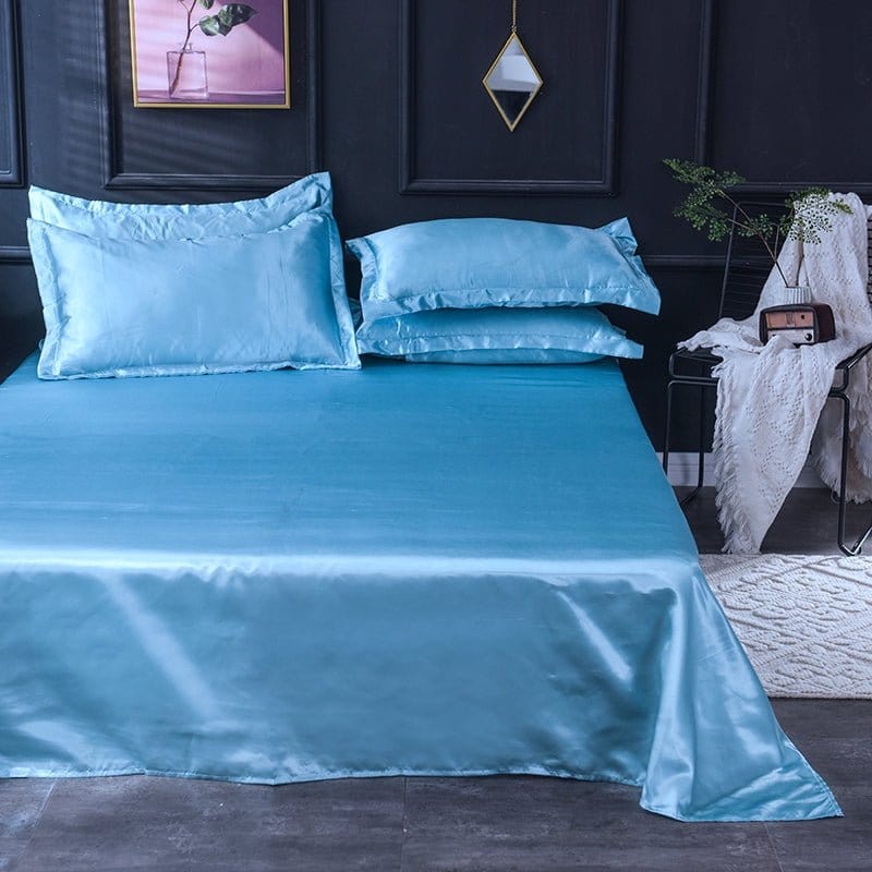 Azzurro cielo type satin - Drap Fodera / Copripiumino / 2 taies d'oreiller