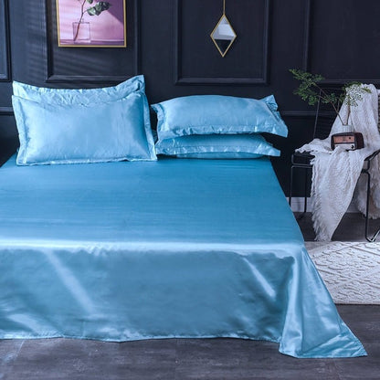 Azzurro cielo type satin - Drap Fodera / Copripiumino / 2 taies d'oreiller
