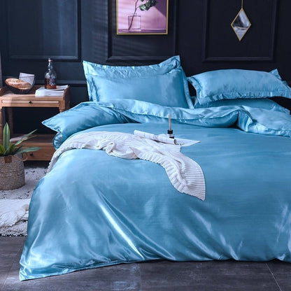 Azzurro cielo type satin - Drap Fodera / Copripiumino / 2 taies d'oreiller