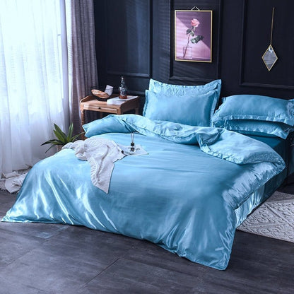 Azzurro cielo type satin - Drap Fodera / Copripiumino / 2 taies d'oreiller