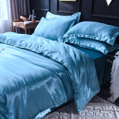 Azzurro cielo type satin - Drap Fodera / Copripiumino / 2 taies d'oreiller