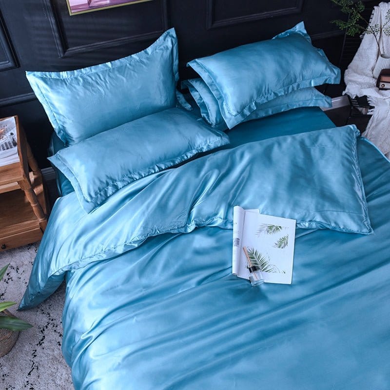 Azzurro cielo type satin - Drap Fodera / Copripiumino / 2 taies d'oreiller