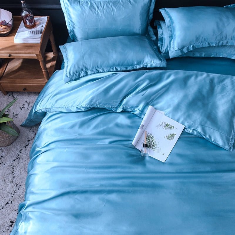 Azzurro cielo type satin - Drap Fodera / Copripiumino / 2 taies d'oreiller