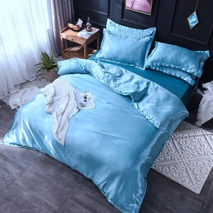 Azzurro cielo type satin - Drap Fodera / Copripiumino / 2 taies d'oreiller