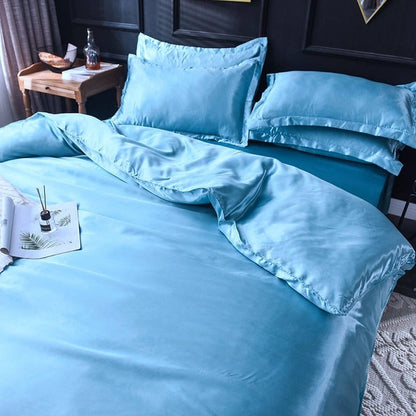 Azzurro cielo type satin - Drap Fodera / Copripiumino / 2 taies d'oreiller