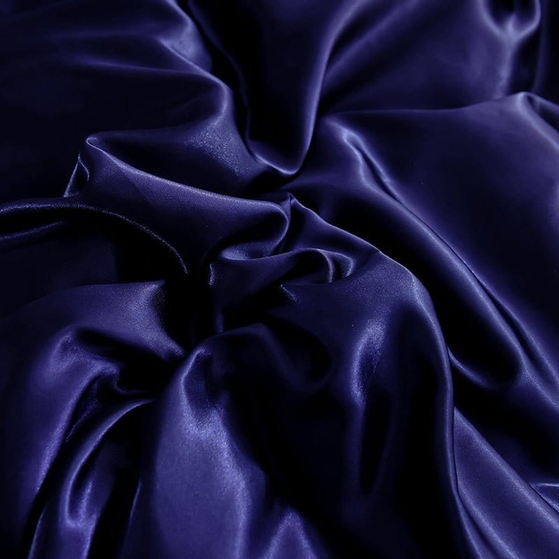 Blu scuro type satin - Drap Fodera / Copripiumino / 2 taies d'oreiller