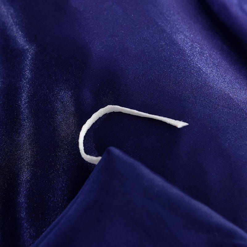Blu scuro type satin - Drap Fodera / Copripiumino / 2 taies d'oreiller