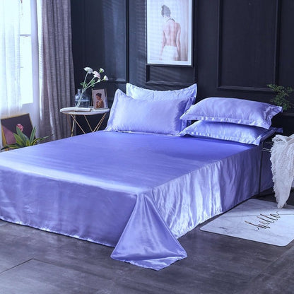 Blu lavande type satin - Drap Fodera / Copripiumino / 2 taies d'oreiller