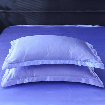 Blu lavande type satin - Drap Fodera / Copripiumino / 2 taies d'oreiller