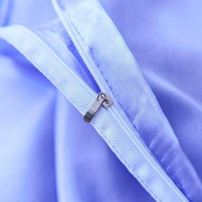 Blu lavande type satin - Drap Fodera / Copripiumino / 2 taies d'oreiller