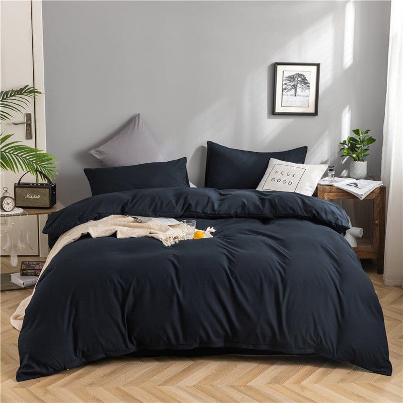 Blu marine - Drap Fodera / Copripiumino / 2 taies d'oreiller
