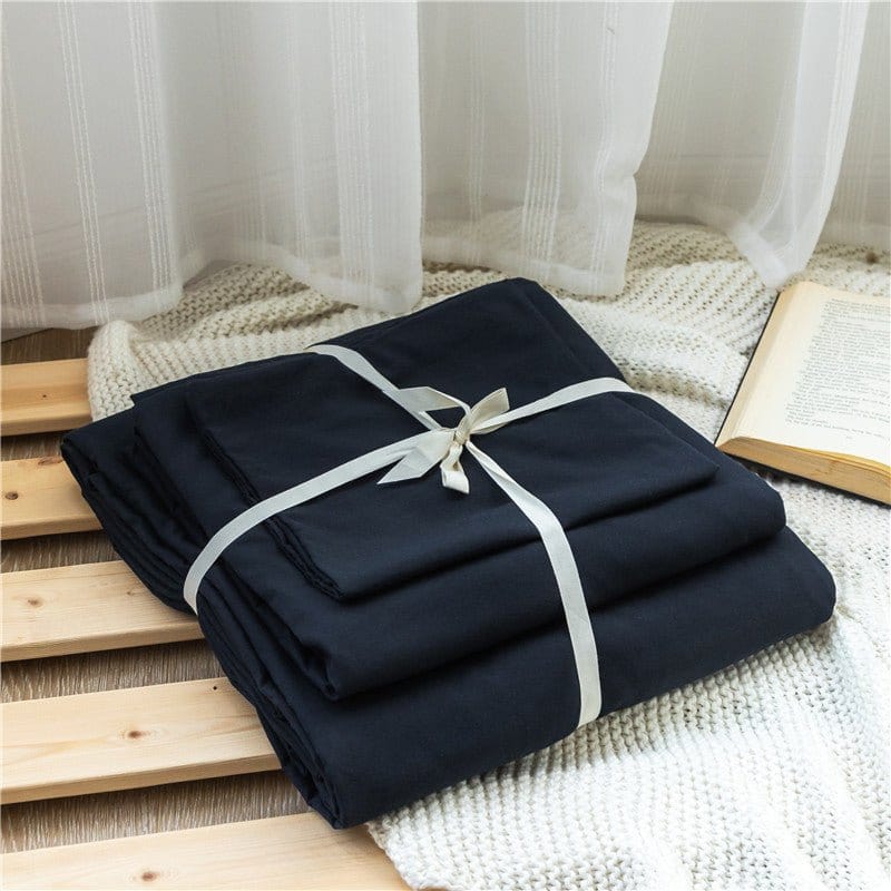 Blu marine - Drap Fodera / Copripiumino / 2 taies d'oreiller