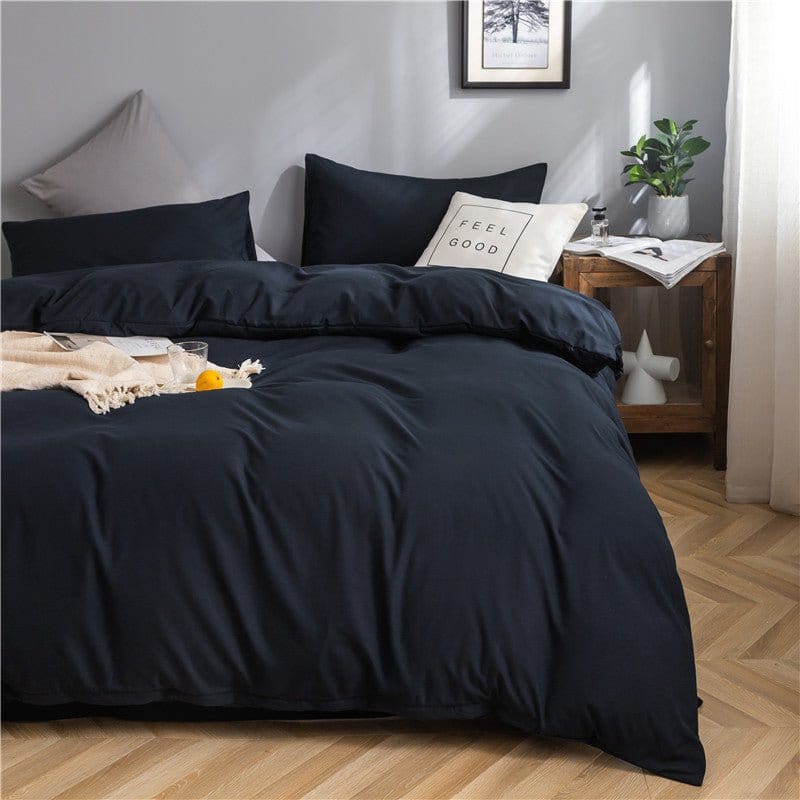Blu marine - Drap Fodera / Copripiumino / 2 taies d'oreiller