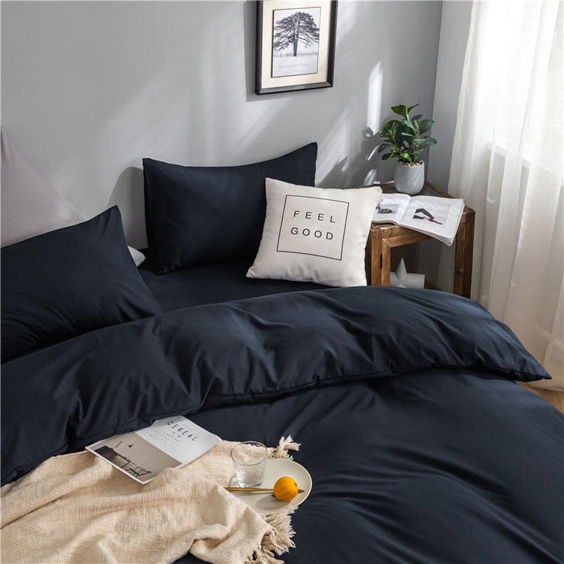 Blu marine - Drap Fodera / Copripiumino / 2 taies d'oreiller