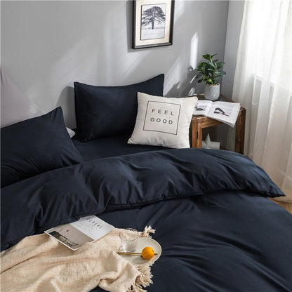 Blu marine - Drap Fodera / Copripiumino / 2 taies d'oreiller