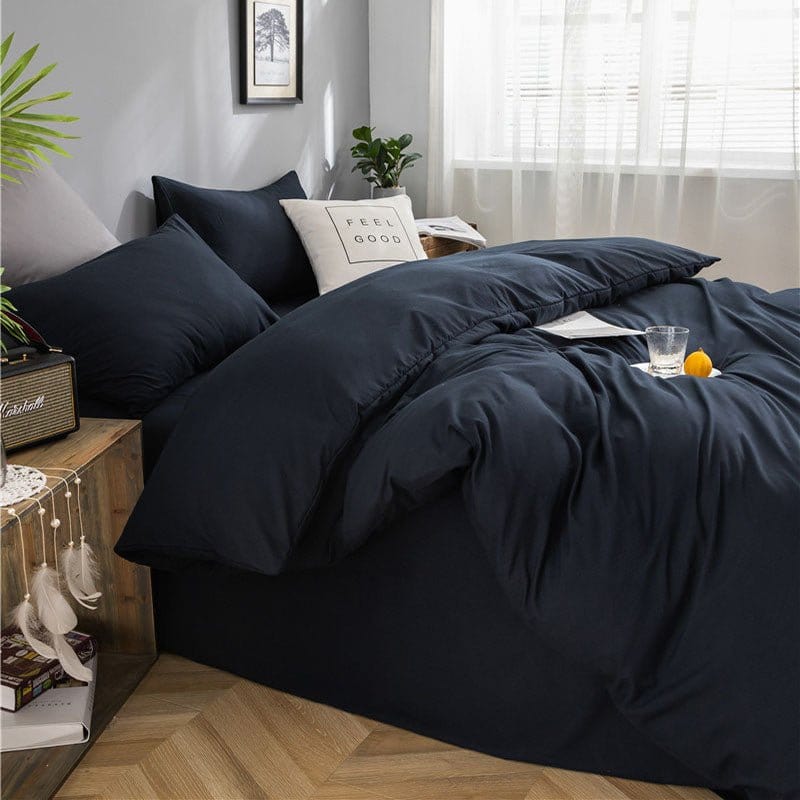 Blu marine - Drap Fodera / Copripiumino / 2 taies d'oreiller