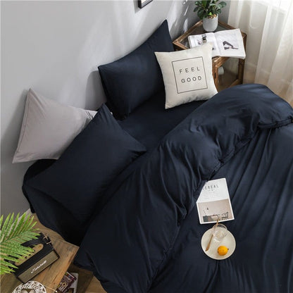 Blu marine - Drap Fodera / Copripiumino / 2 taies d'oreiller