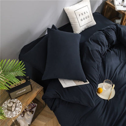 Blu marine - Drap Fodera / Copripiumino / 2 taies d'oreiller