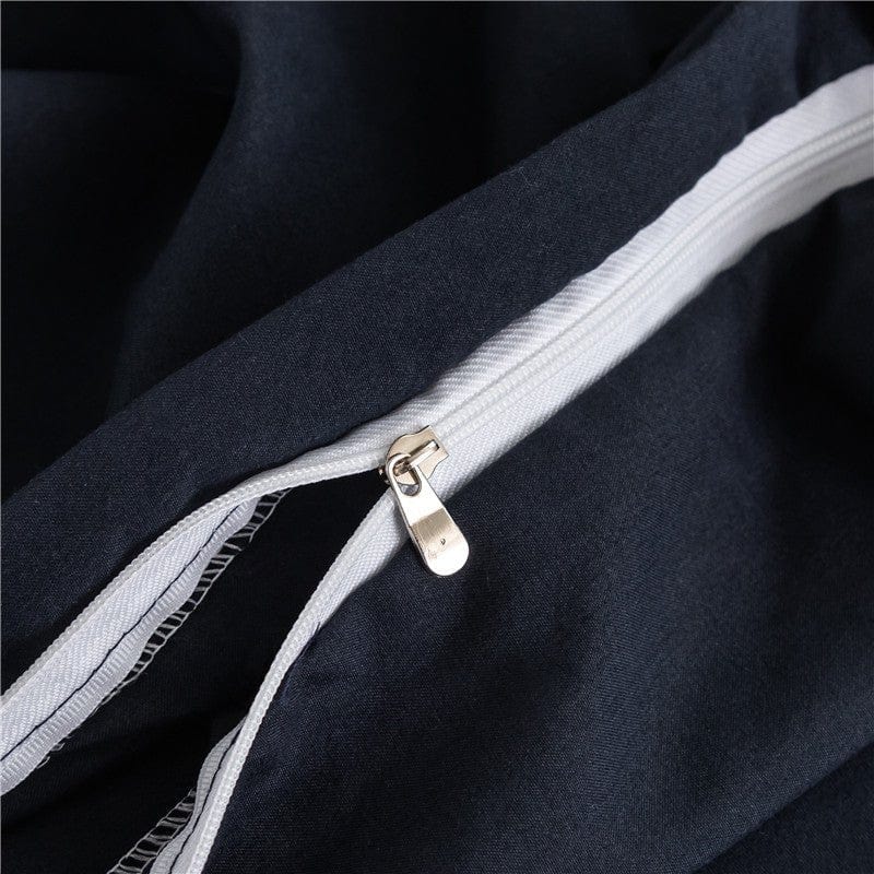 Blu marine - Drap Fodera / Copripiumino / 2 taies d'oreiller