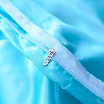 Blu turquoise type satin - Drap Fodera / Copripiumino / 2 taies d'oreiller