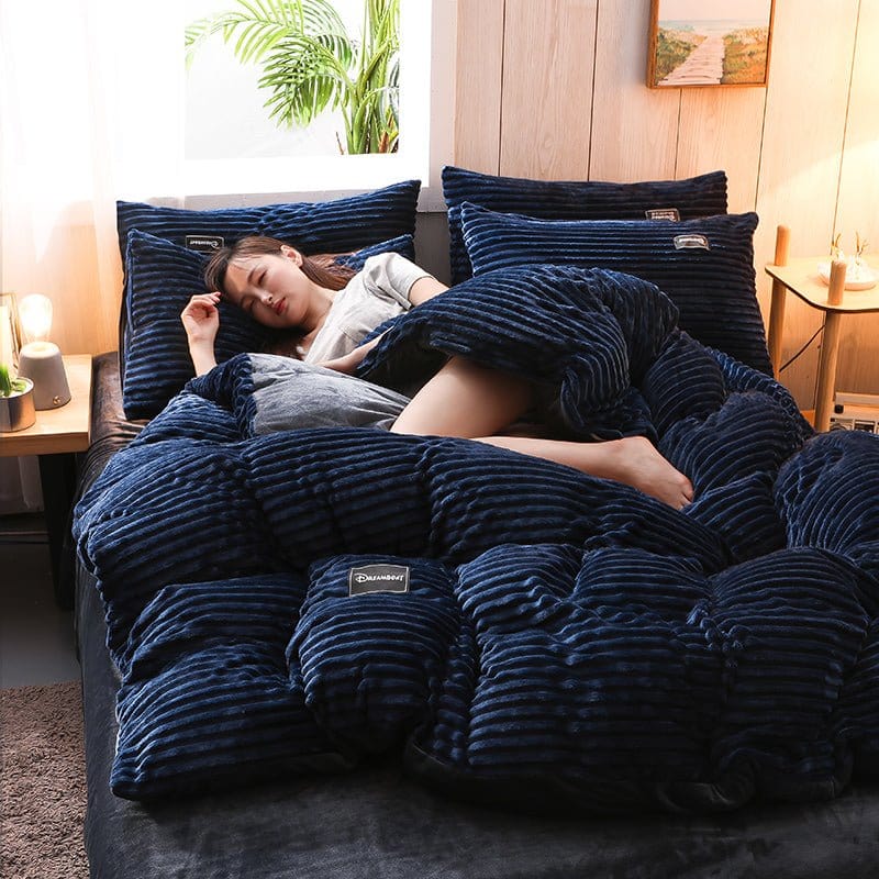 Blu marine Velluto - Drap Fodera / Copripiumino / Taies d'oreiller