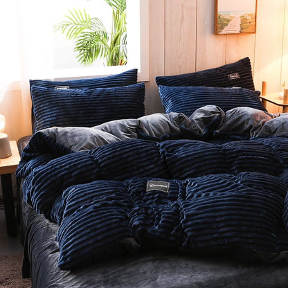 Blu marine Velluto - Drap Fodera / Copripiumino / Taies d'oreiller