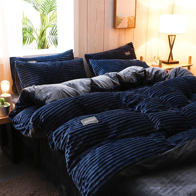 Blu marine Velluto - Drap Fodera / Copripiumino / Taies d'oreiller