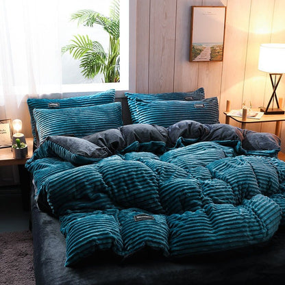 Blu turquoise Velluto - Drap Fodera / Copripiumino / Taies d'oreiller