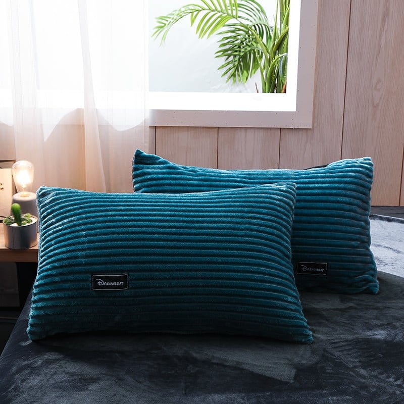 Blu turquoise Velluto - Drap Fodera / Copripiumino / Taies d'oreiller